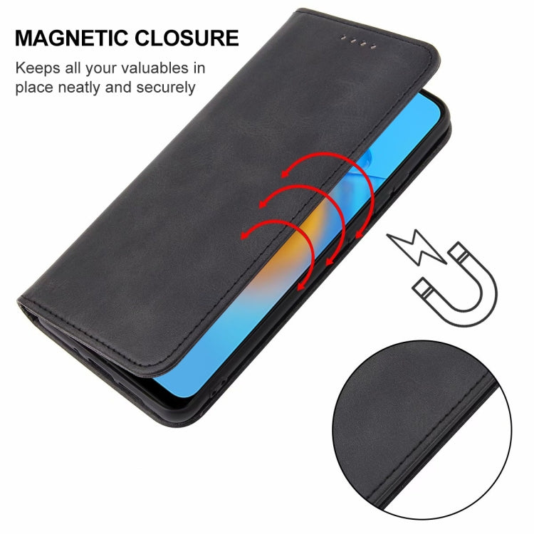 For OPPO A74 4G Magnetic Closure Leather Phone Case(Black) by buy2fix
