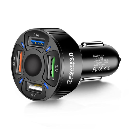 TE-094 4 in 1 Cigarette Lighter Conversion Plug Multi-function USB Car Fast Charger(Black) - Car Charger by buy2fix | Online Shopping UK | buy2fix