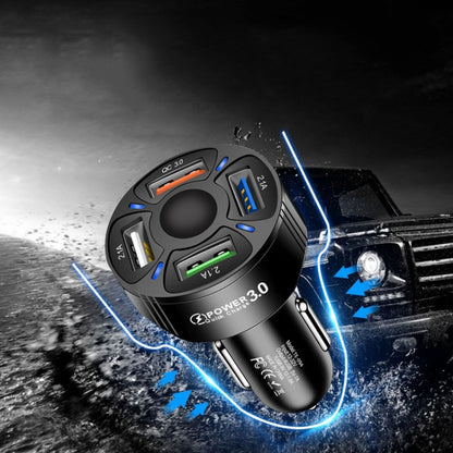 TE-094 4 in 1 Cigarette Lighter Conversion Plug Multi-function USB Car Fast Charger(Black) - Car Charger by buy2fix | Online Shopping UK | buy2fix