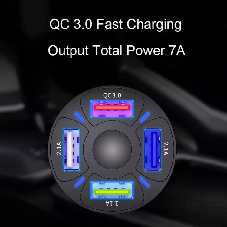 TE-094 4 in 1 Cigarette Lighter Conversion Plug Multi-function USB Car Fast Charger(Black) - Car Charger by buy2fix | Online Shopping UK | buy2fix