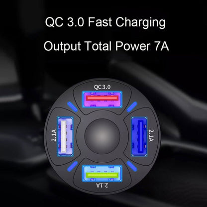 TE-094 4 in 1 Cigarette Lighter Conversion Plug Multi-function USB Car Fast Charger(Black) - Car Charger by buy2fix | Online Shopping UK | buy2fix