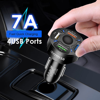 TE-094 4 in 1 Cigarette Lighter Conversion Plug Multi-function USB Car Fast Charger(Black) - Car Charger by buy2fix | Online Shopping UK | buy2fix