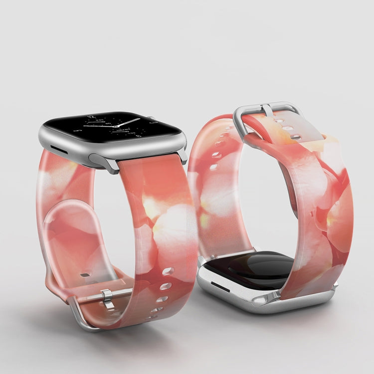 Frosted Translucent Silicone Watch Band For Apple Watch Ultra 49mm&Watch Ultra 2 49mm / Series 9&8&7 45mm / SE 3&SE 2&6&SE&5&4 44mm / 3&2&1 42mm(Spring Cherry) by buy2fix