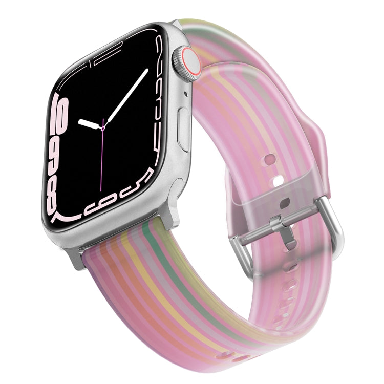 Frosted Translucent Silicone Watch Band For Apple Watch Ultra 49mm&Watch Ultra 2 49mm / Series 9&8&7 45mm / SE 3&SE 2&6&SE&5&4 44mm / 3&2&1 42mm(Pink Rainbow) by buy2fix