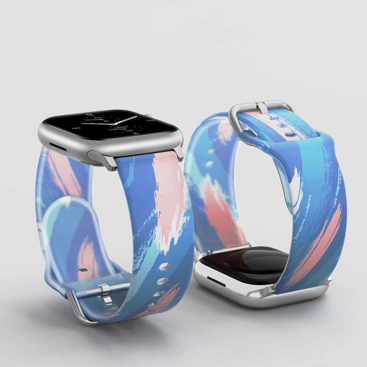 Frosted Translucent Silicone Watch Band For Apple Watch Ultra 49mm&Watch Ultra 2 49mm / Series 9&8&7 45mm / SE 3&SE 2&6&SE&5&4 44mm / 3&2&1 42mm(Blue Pink) by buy2fix