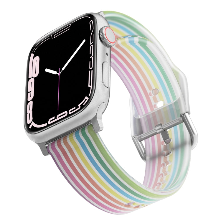 Frosted Translucent Silicone Watch Band For Apple Watch Ultra 49mm&Watch Ultra 2 49mm / Series 9&8&7 45mm / SE 3&SE 2&6&SE&5&4 44mm / 3&2&1 42mm(Transparent Rainbow) by buy2fix