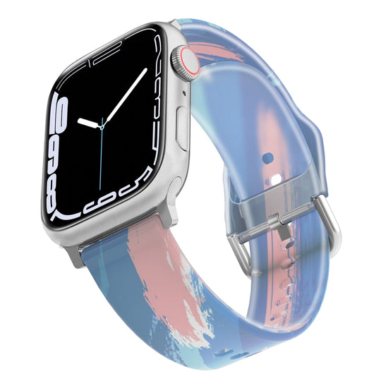 Frosted Translucent Silicone Watch Band For Apple Watch Series 9&8&7 41mm / SE 3&SE 2&6&SE&5&4 40mm / 3&2&1 38mm(Blue Pink)