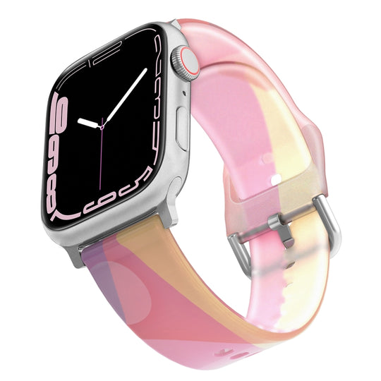 Frosted Translucent Silicone Watch Band For Apple Watch Series 9&8&7 41mm / SE 3&SE 2&6&SE&5&4 40mm / 3&2&1 38mm(Moonlight)