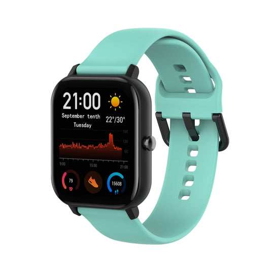 For Amazfit GTS4 Mini Solid Color Soft Silicone Watch Band, Size:S Size(Teal)