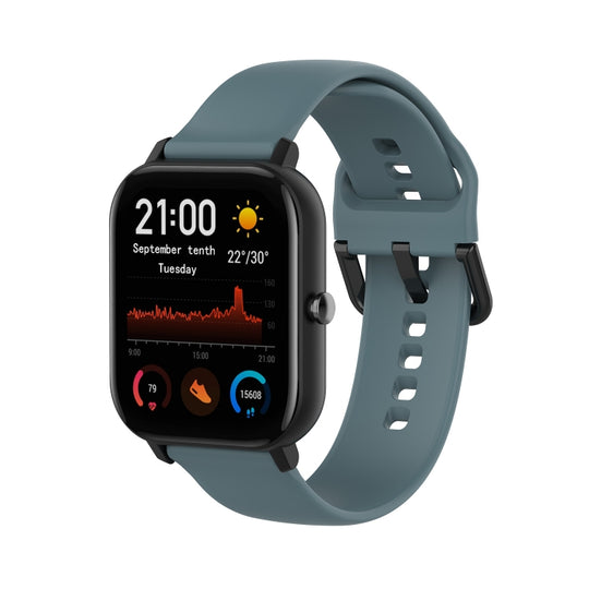 For Amazfit GTS4 Mini Solid Color Soft Silicone Watch Band, Size:S Size(Rock Blue)