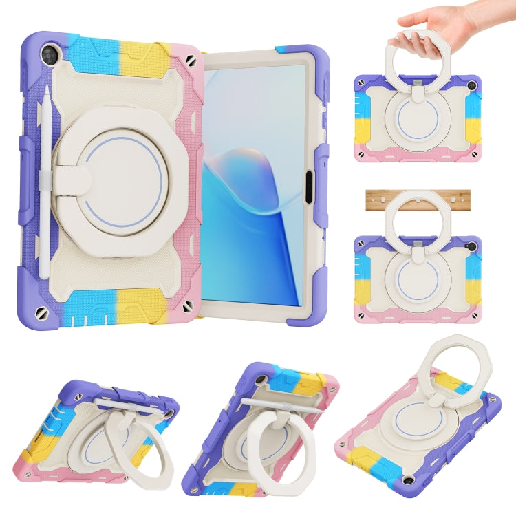 For Huawei MatePad T 10s / T10 Armor Contrast Color Silicone + PC Tablet Case(Rainbow Pink) - Huawei by buy2fix | Online Shopping UK | buy2fix