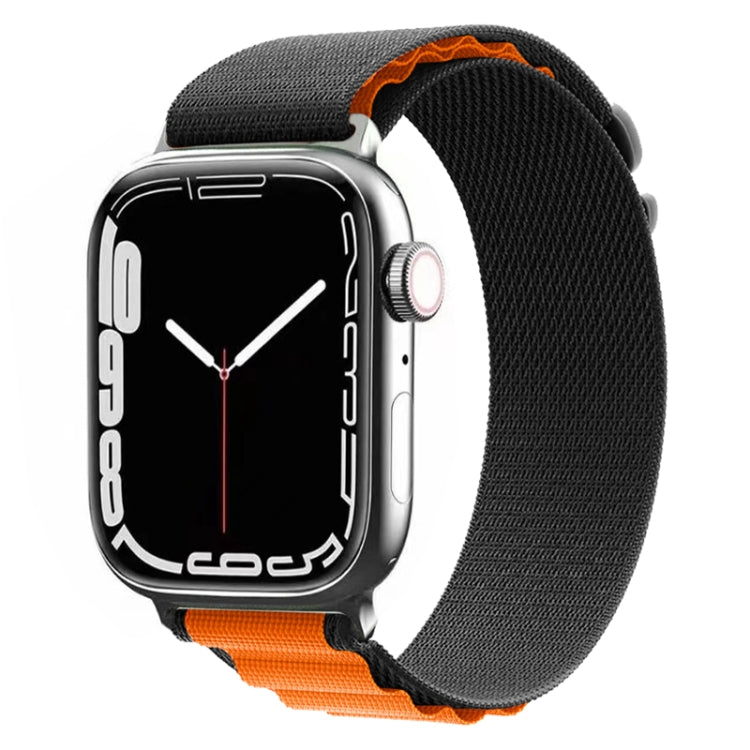 Nylon Watch Band For Apple Watch Series 8&7 45mm / SE 2&6&SE&5&4 44mm / 3&2&1 42mm (Black+Orange) by buy2fix