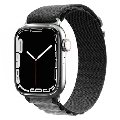 Nylon Watch Band For Apple Watch Series 8&7 45mm / SE 2&6&SE&5&4 44mm / 3&2&1 42mm (Black Grey) by buy2fix