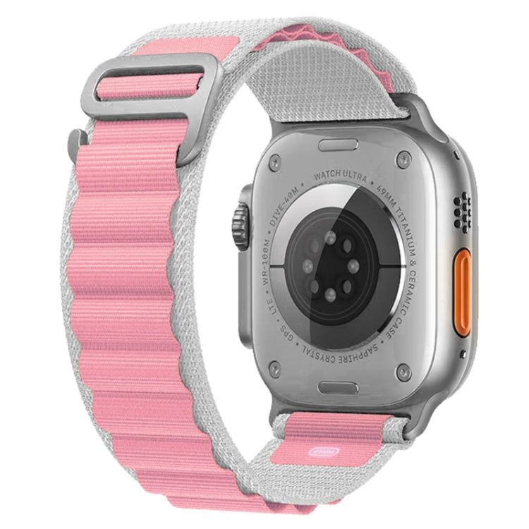 Nylon Watch Band For Apple Watch Series 8&7 45mm / SE 2&6&SE&5&4 44mm / 3&2&1 42mm (Gray + Pink) by buy2fix