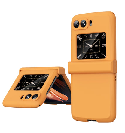 For Motorola Moto Razr 2022 Skin Feel Macaron Three-piece Set Hinge Phone Case(Orange) by buy2fix