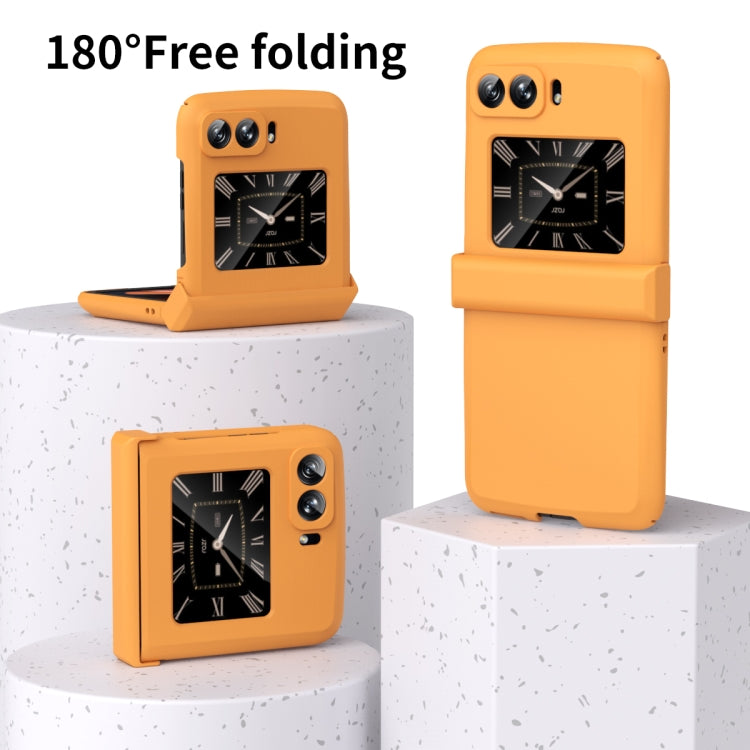 For Motorola Moto Razr 2022 Skin Feel Macaron Three-piece Set Hinge Phone Case(Orange) by buy2fix