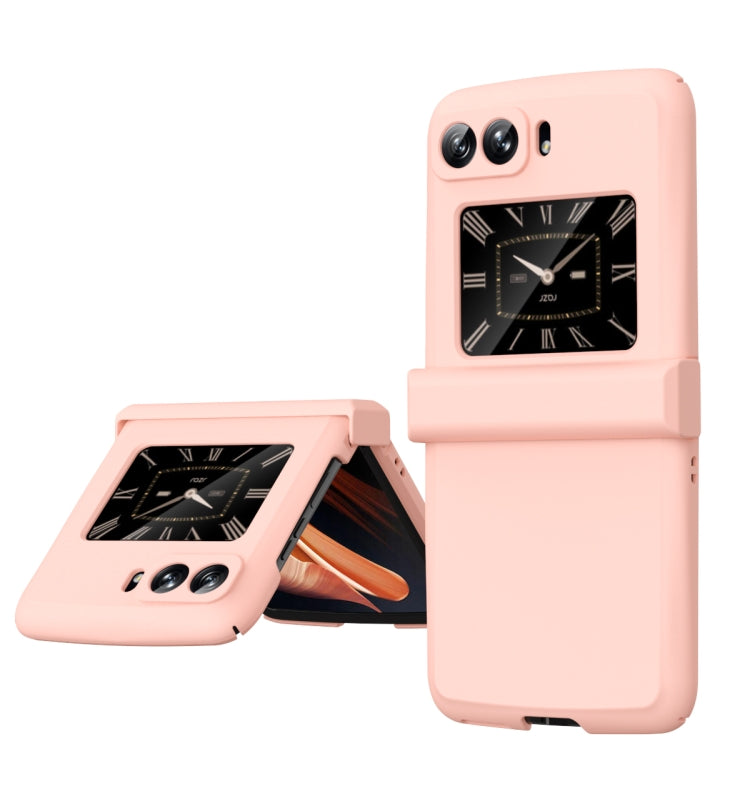 For Motorola Moto Razr 2022 Skin Feel Macaron Three-piece Set Hinge Phone Case(Pink) - Motorola Cases by buy2fix | Online Shopping UK | buy2fix