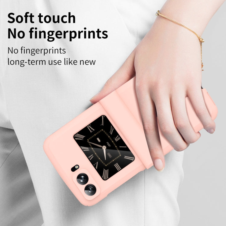 For Motorola Moto Razr 2022 Skin Feel Macaron Three-piece Set Hinge Phone Case(Pink) - Motorola Cases by buy2fix | Online Shopping UK | buy2fix