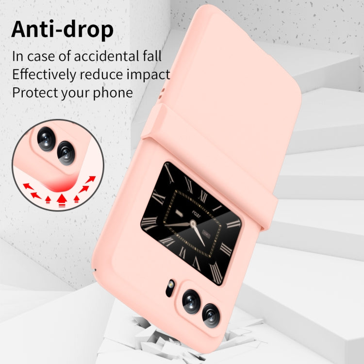 For Motorola Moto Razr 2022 Skin Feel Macaron Three-piece Set Hinge Phone Case(Pink) - Motorola Cases by buy2fix | Online Shopping UK | buy2fix