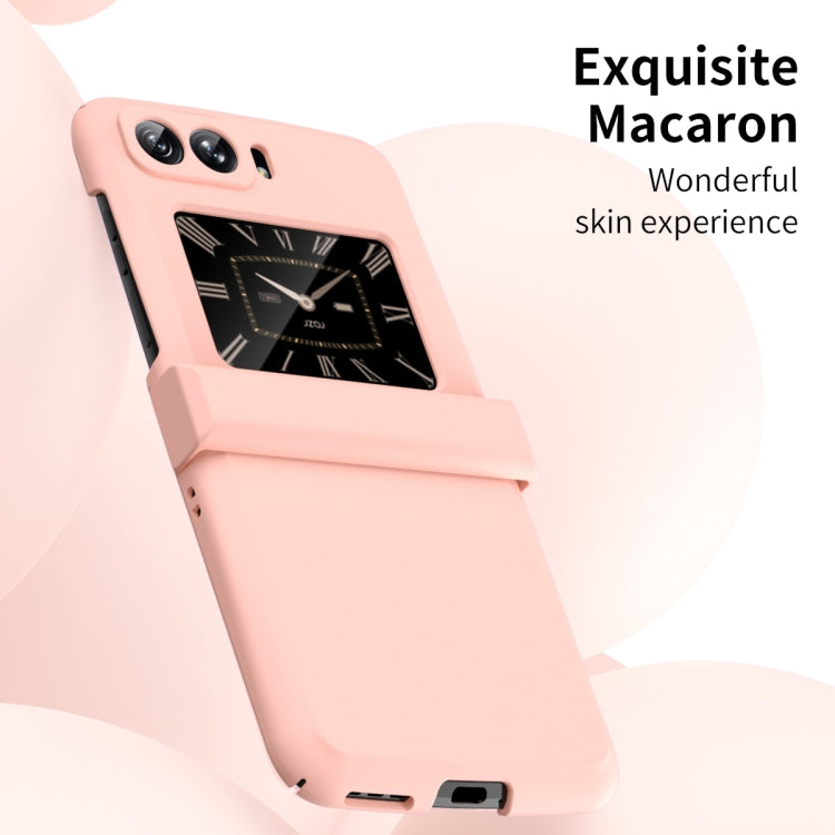 For Motorola Moto Razr 2022 Skin Feel Macaron Three-piece Set Hinge Phone Case(Pink) - Motorola Cases by buy2fix | Online Shopping UK | buy2fix