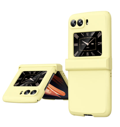 For Motorola Moto Razr 2022 Skin Feel Macaron Three-piece Set Hinge Phone Case(Yellow) - Motorola Cases by buy2fix | Online Shopping UK | buy2fix
