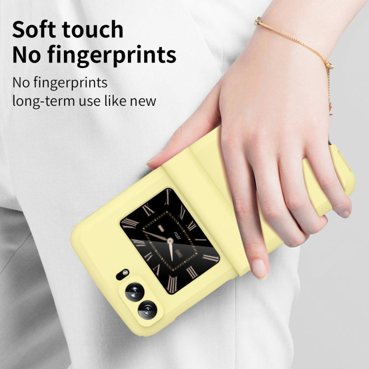 For Motorola Moto Razr 2022 Skin Feel Macaron Three-piece Set Hinge Phone Case(Yellow) - Motorola Cases by buy2fix | Online Shopping UK | buy2fix