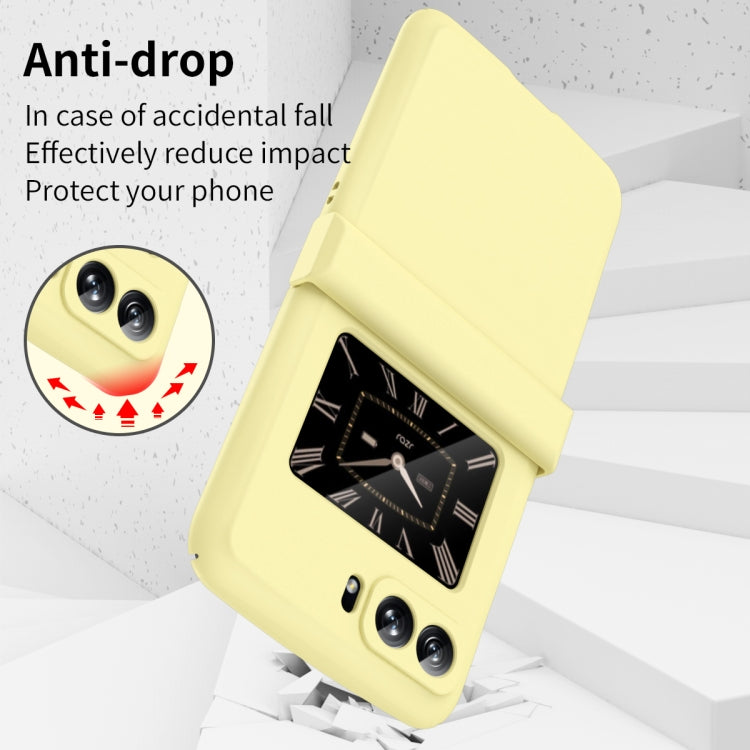 For Motorola Moto Razr 2022 Skin Feel Macaron Three-piece Set Hinge Phone Case(Yellow) - Motorola Cases by buy2fix | Online Shopping UK | buy2fix
