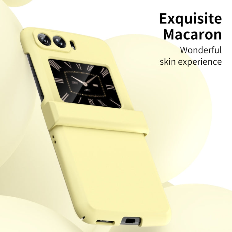 For Motorola Moto Razr 2022 Skin Feel Macaron Three-piece Set Hinge Phone Case(Yellow) - Motorola Cases by buy2fix | Online Shopping UK | buy2fix