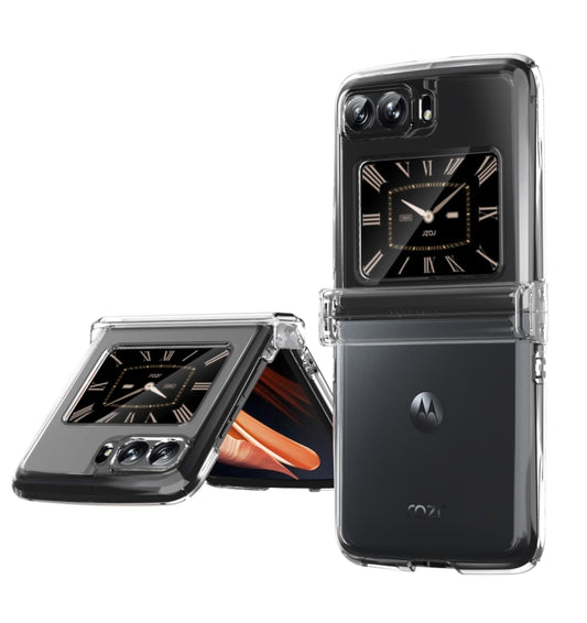 For Motorola Moto Razr 2022 Skin Feel Macaron Three-piece Set Hinge Phone Case(Transparent) - Motorola Cases by buy2fix | Online Shopping UK | buy2fix