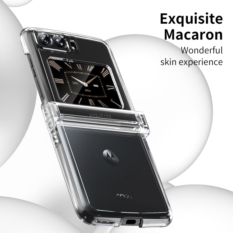For Motorola Moto Razr 2022 Skin Feel Macaron Three-piece Set Hinge Phone Case(Transparent) - Motorola Cases by buy2fix | Online Shopping UK | buy2fix