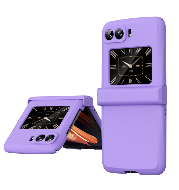 For Motorola Moto Razr 2022 Skin Feel Macaron Three-piece Set Hinge Phone Case(Purple) - Motorola Cases by buy2fix | Online Shopping UK | buy2fix