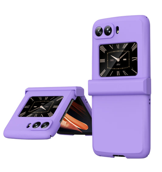For Motorola Moto Razr 2022 Skin Feel Macaron Three-piece Set Hinge Phone Case(Purple) - Motorola Cases by buy2fix | Online Shopping UK | buy2fix