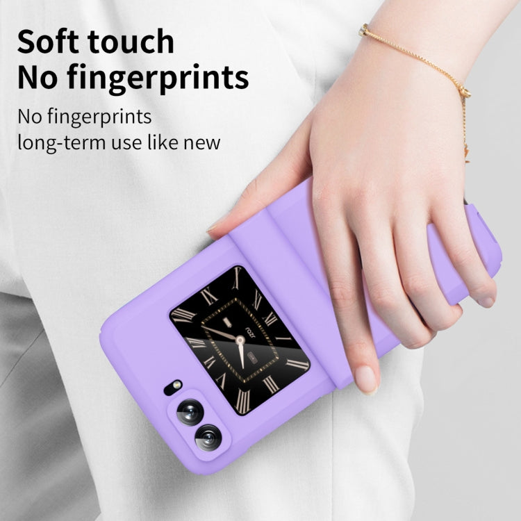 For Motorola Moto Razr 2022 Skin Feel Macaron Three-piece Set Hinge Phone Case(Purple) - Motorola Cases by buy2fix | Online Shopping UK | buy2fix