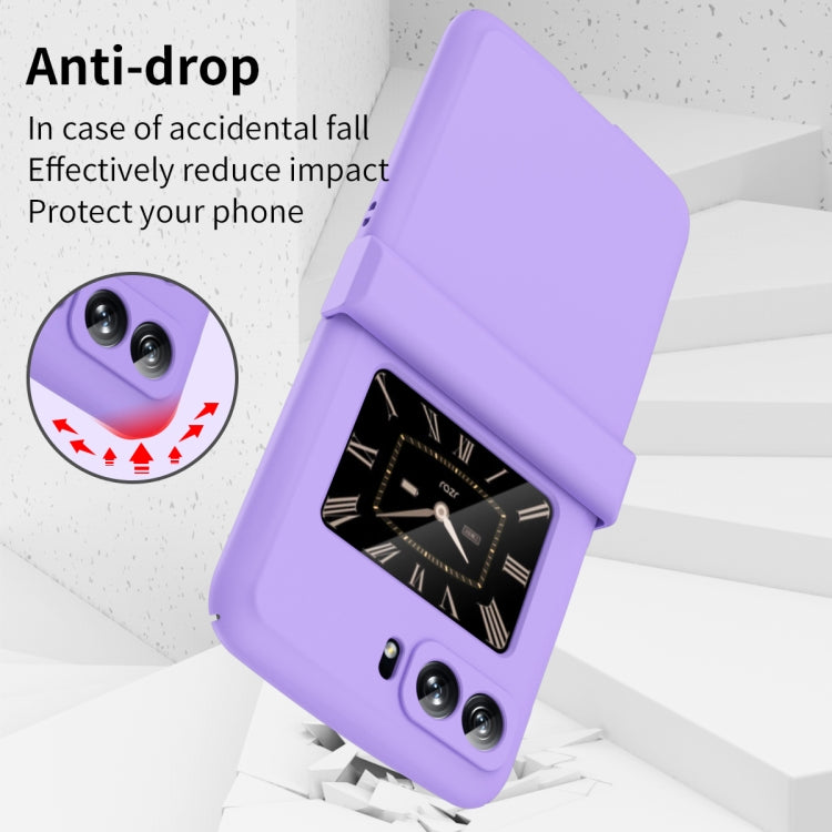 For Motorola Moto Razr 2022 Skin Feel Macaron Three-piece Set Hinge Phone Case(Purple) - Motorola Cases by buy2fix | Online Shopping UK | buy2fix