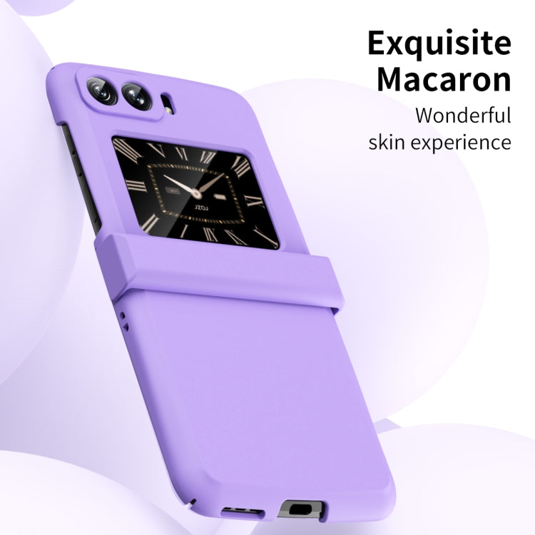 For Motorola Moto Razr 2022 Skin Feel Macaron Three-piece Set Hinge Phone Case(Purple) - Motorola Cases by buy2fix | Online Shopping UK | buy2fix