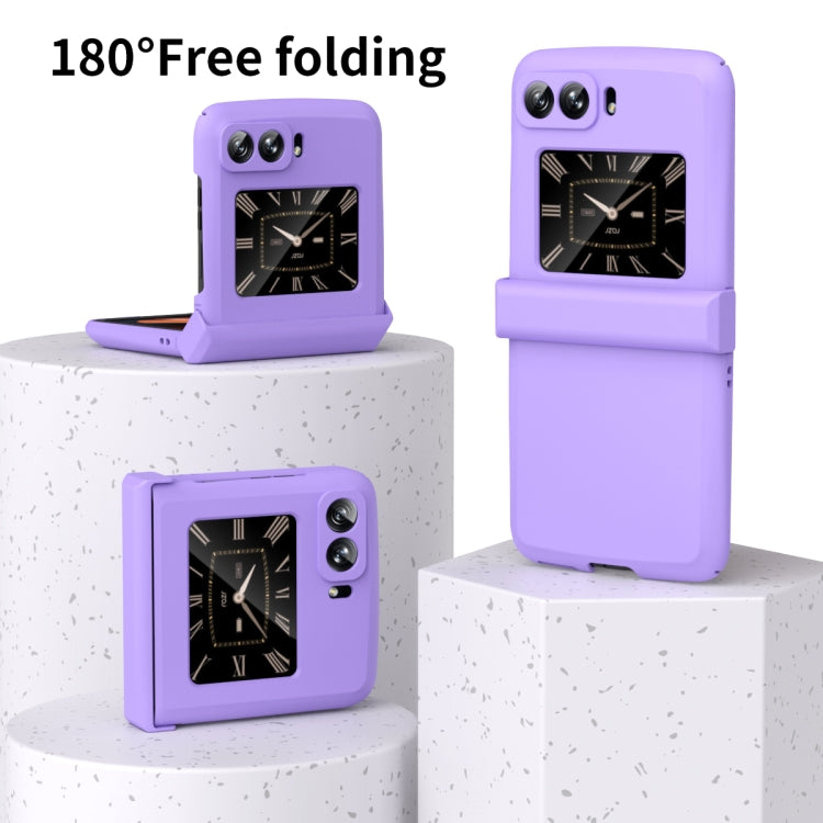 For Motorola Moto Razr 2022 Skin Feel Macaron Three-piece Set Hinge Phone Case(Purple) - Motorola Cases by buy2fix | Online Shopping UK | buy2fix