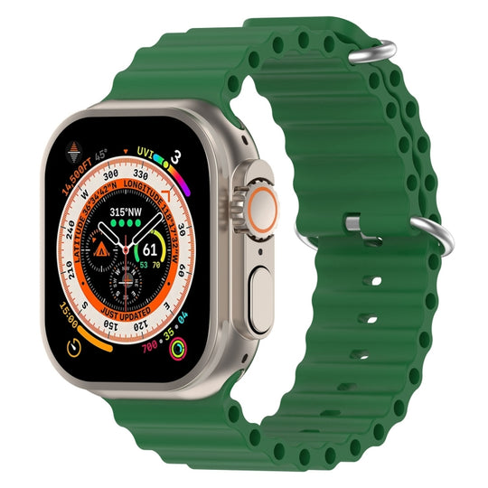 Ocean Silicone Watch Band For Apple Watch Ultra 49mm / Series 8&7 45mm / SE 2&6&SE&5&4 44mm (Alfalfa Grass)