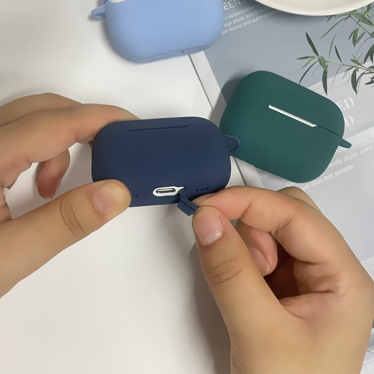Earphone Silicone Protective Case with Buckle For AirPods Pro 2(Dark Green) - For AirPods Pro 2 by buy2fix | Online Shopping UK | buy2fix