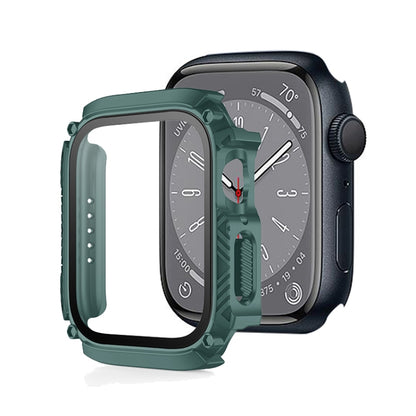 Screen Tempered Glass Film Armor Waterproof Watch Case For Apple Watch Series 9 / 8 / 7 45mm(Green) by buy2fix