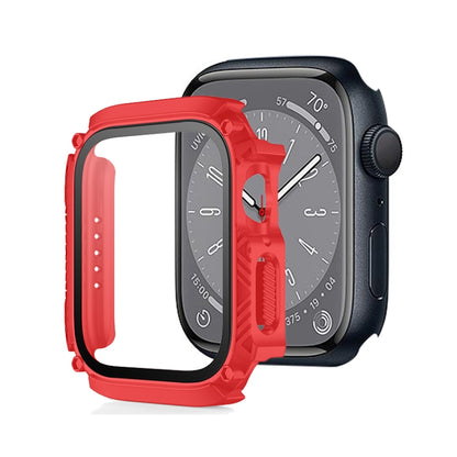 Screen Tempered Glass Film Armor Waterproof Watch Case For Apple Watch Series 9 / 8 / 7 45mm(Red) by buy2fix