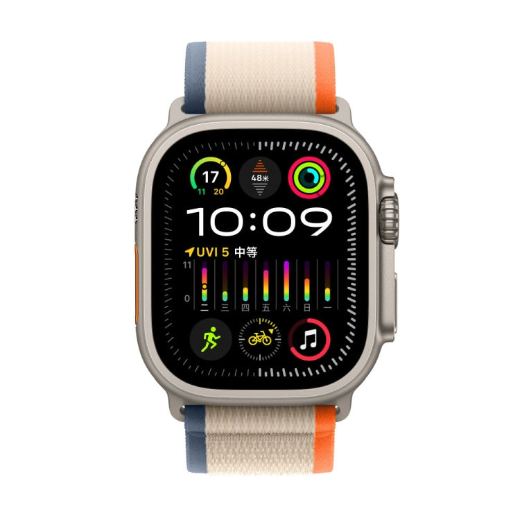 Nylon Watch Band For Apple Watch 46mm / 49mm / 45mm / 44mm (White+Orange) by buy2fix