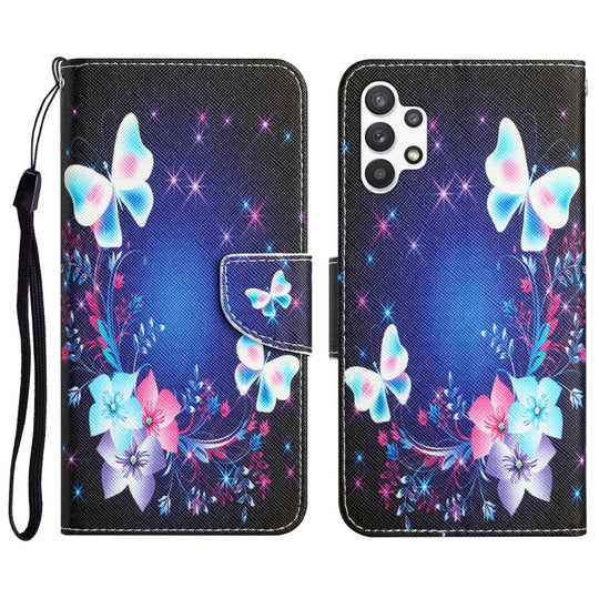 For Samsung Galaxy A13 4G Colored Drawing Leather Phone Case(Butterfly)
