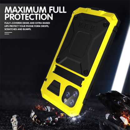 For iPhone 11 Shockproof Waterproof Dust-proof Metal + Silicone Protective Case with Holder(Yellow) - iPhone 11 Cases by buy2fix | Online Shopping UK | buy2fix
