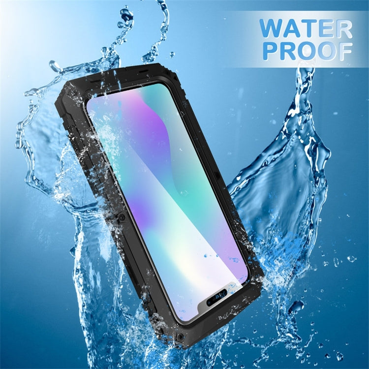 For iPhone 11 Pro Shockproof Waterproof Dust-proof Metal + Silicone Protective Case with Holder(Black) - iPhone 11 Pro Cases by buy2fix | Online Shopping UK | buy2fix