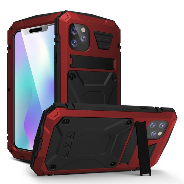 For iPhone 11 Pro Shockproof Waterproof Dust-proof Metal + Silicone Protective Case with Holder(Red) - iPhone 11 Pro Cases by buy2fix | Online Shopping UK | buy2fix