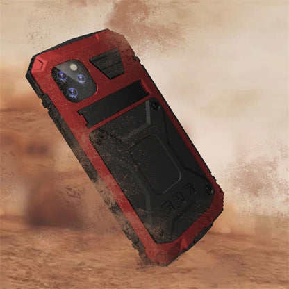 For iPhone 11 Pro Shockproof Waterproof Dust-proof Metal + Silicone Protective Case with Holder(Red) - iPhone 11 Pro Cases by buy2fix | Online Shopping UK | buy2fix