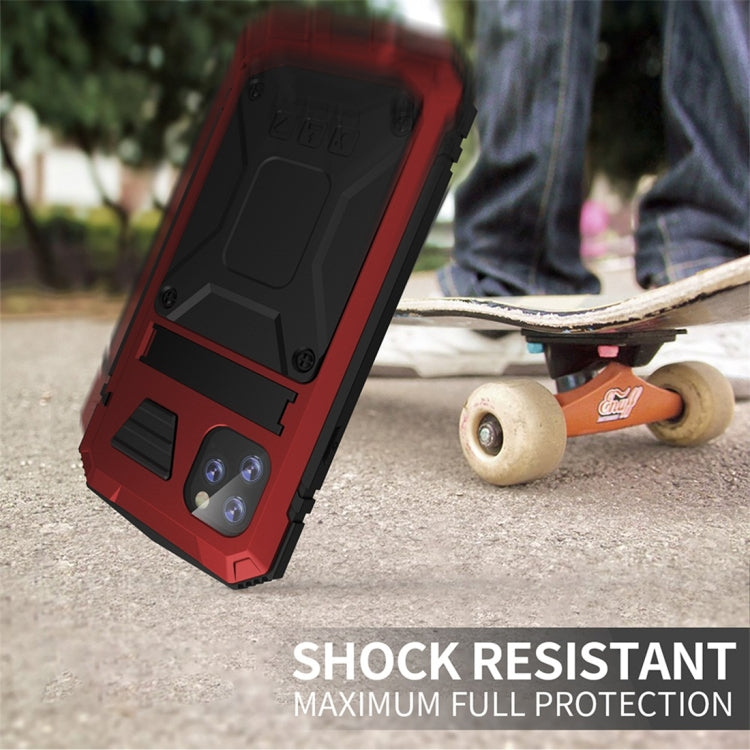 For iPhone 11 Pro Shockproof Waterproof Dust-proof Metal + Silicone Protective Case with Holder(Red) - iPhone 11 Pro Cases by buy2fix | Online Shopping UK | buy2fix