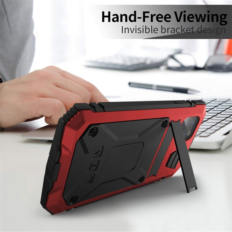 For iPhone 11 Pro Shockproof Waterproof Dust-proof Metal + Silicone Protective Case with Holder(Red) - iPhone 11 Pro Cases by buy2fix | Online Shopping UK | buy2fix
