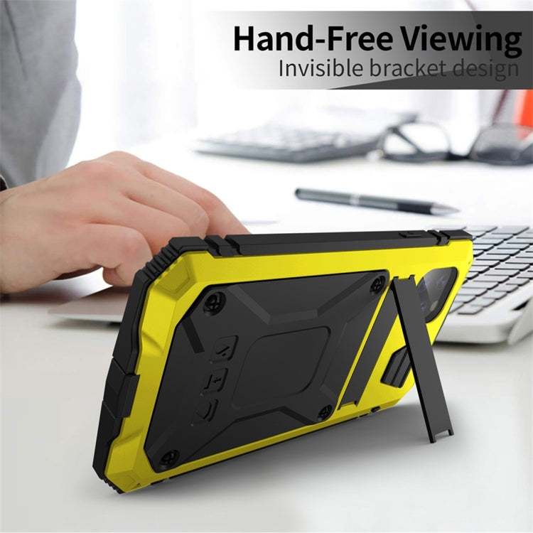 For iPhone 11 Pro Shockproof Waterproof Dust-proof Metal + Silicone Protective Case with Holder(Yellow) - iPhone 11 Pro Cases by buy2fix | Online Shopping UK | buy2fix