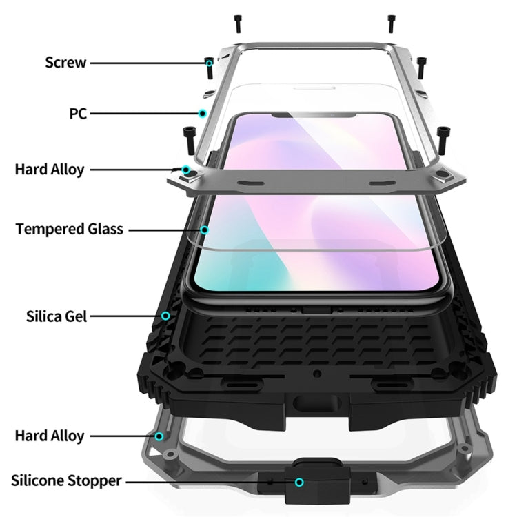 For iPhone 11 Pro Shockproof Waterproof Dust-proof Metal + Silicone Protective Case with Holder(Silver) - iPhone 11 Pro Cases by buy2fix | Online Shopping UK | buy2fix